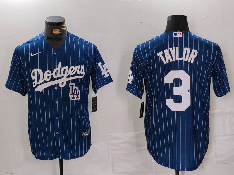 Men Los Angeles Dodgers #3 Taylor Blue Stripe Game 2024 Nike MLB Jersey style 5->los angeles dodgers->MLB Jersey